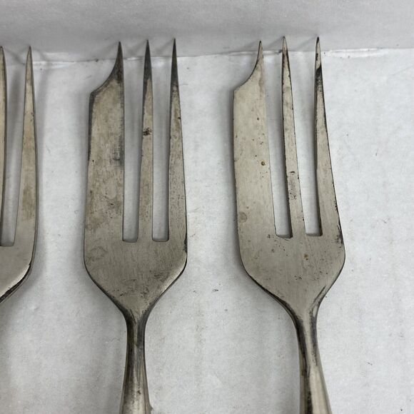 Lot Of 6 Pastry Forks Horn? Handle Flatware Dining Kitchen - Condition Issues - Picture 7 of 14